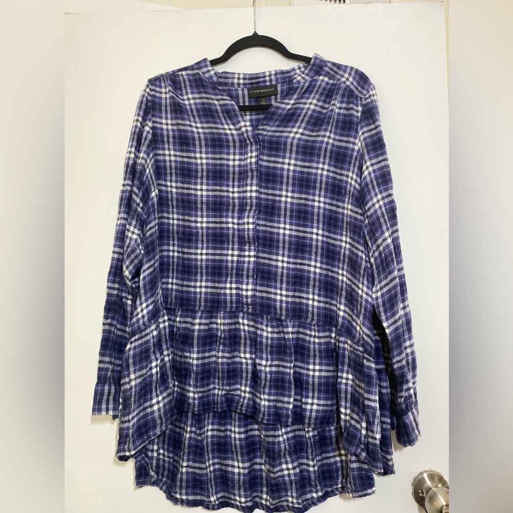 Women Plus Size plaid blouse long sleeve
